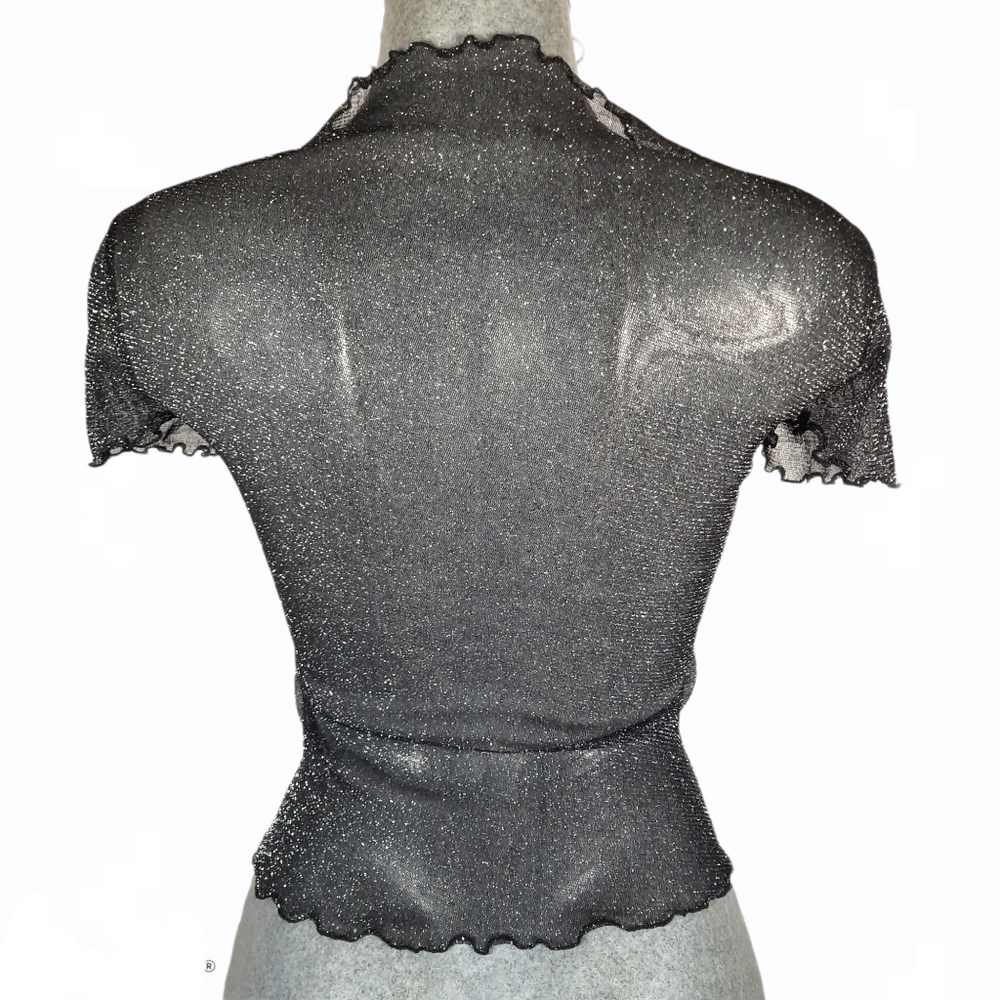 Shein sheer crop top with silver sparkles size S - Picture 3 of 11